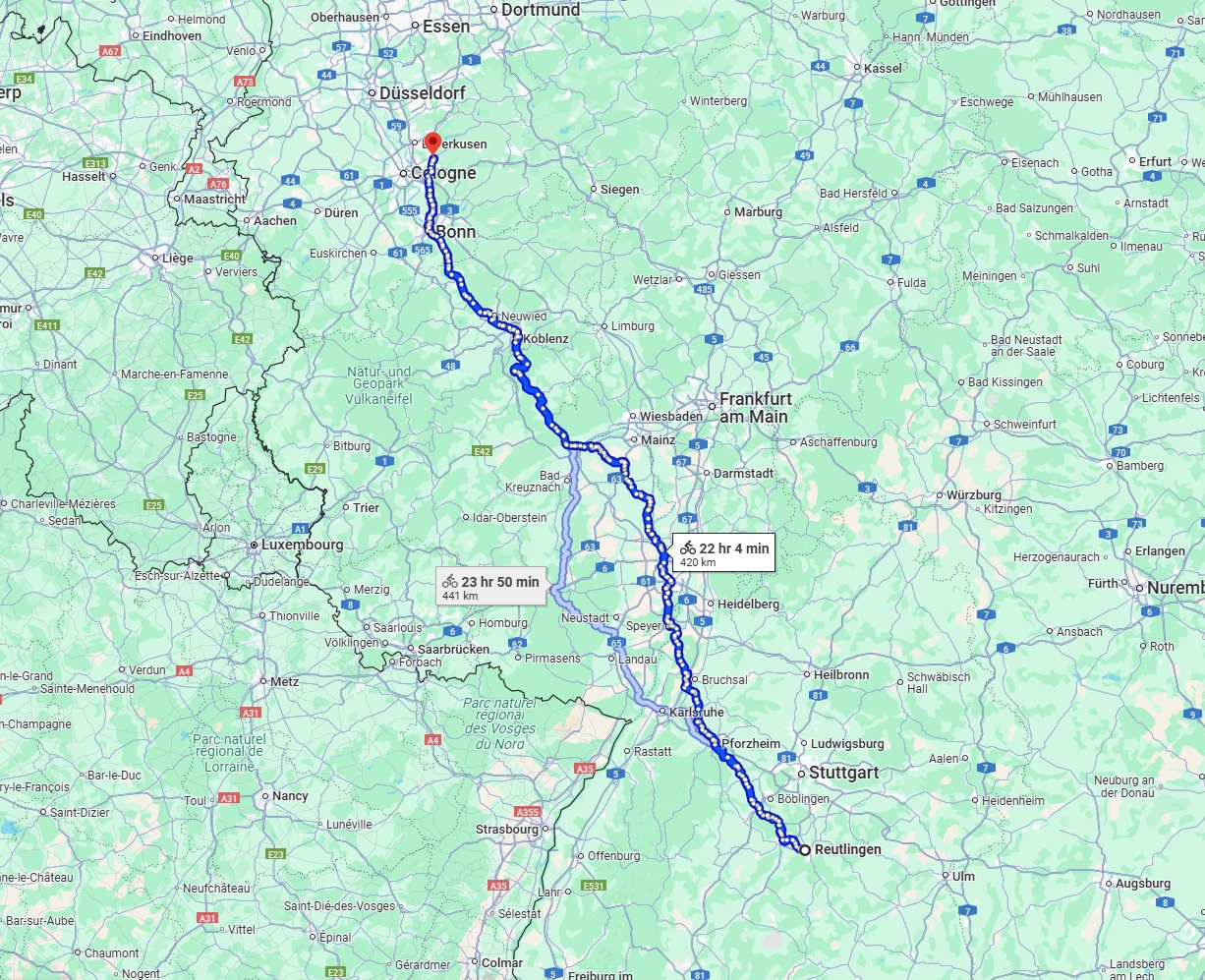 Anreise von Reutlingen Zu Bergisch Gladbach Über 