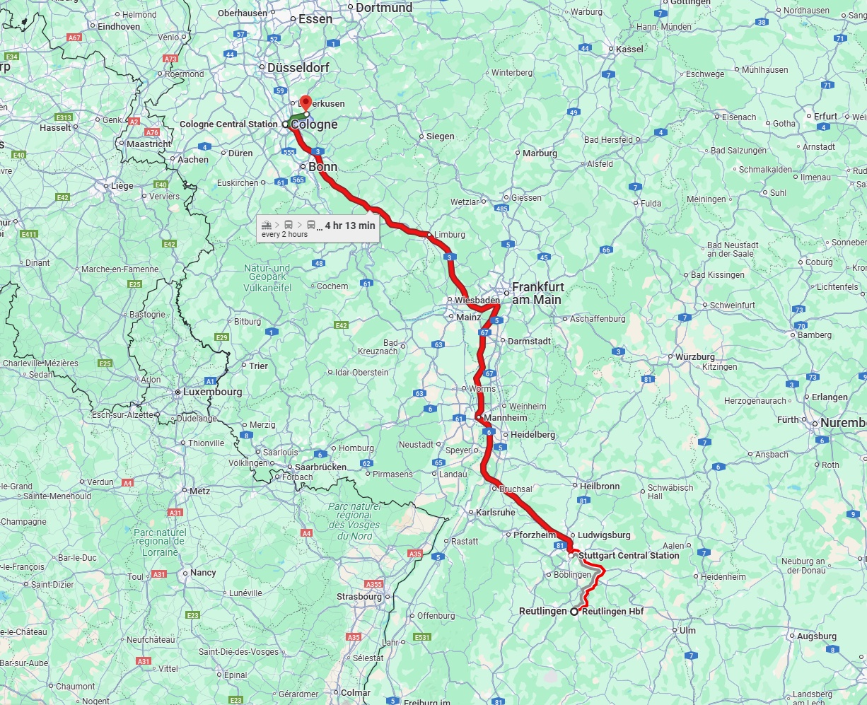 Anreise von Reutlingen Zu Bergisch Gladbach Über 