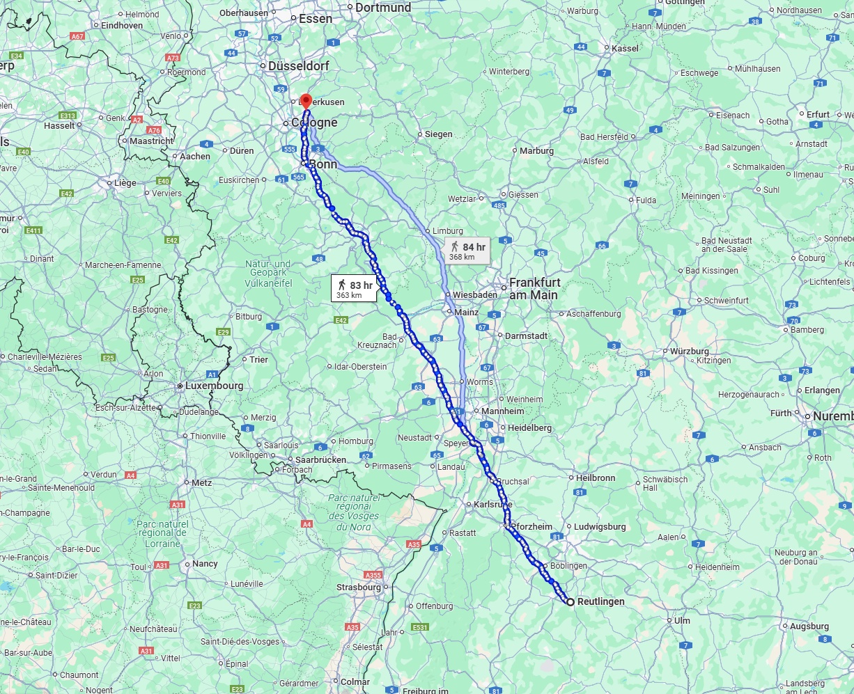 Anreise von Reutlingen Zu Bergisch Gladbach Über 