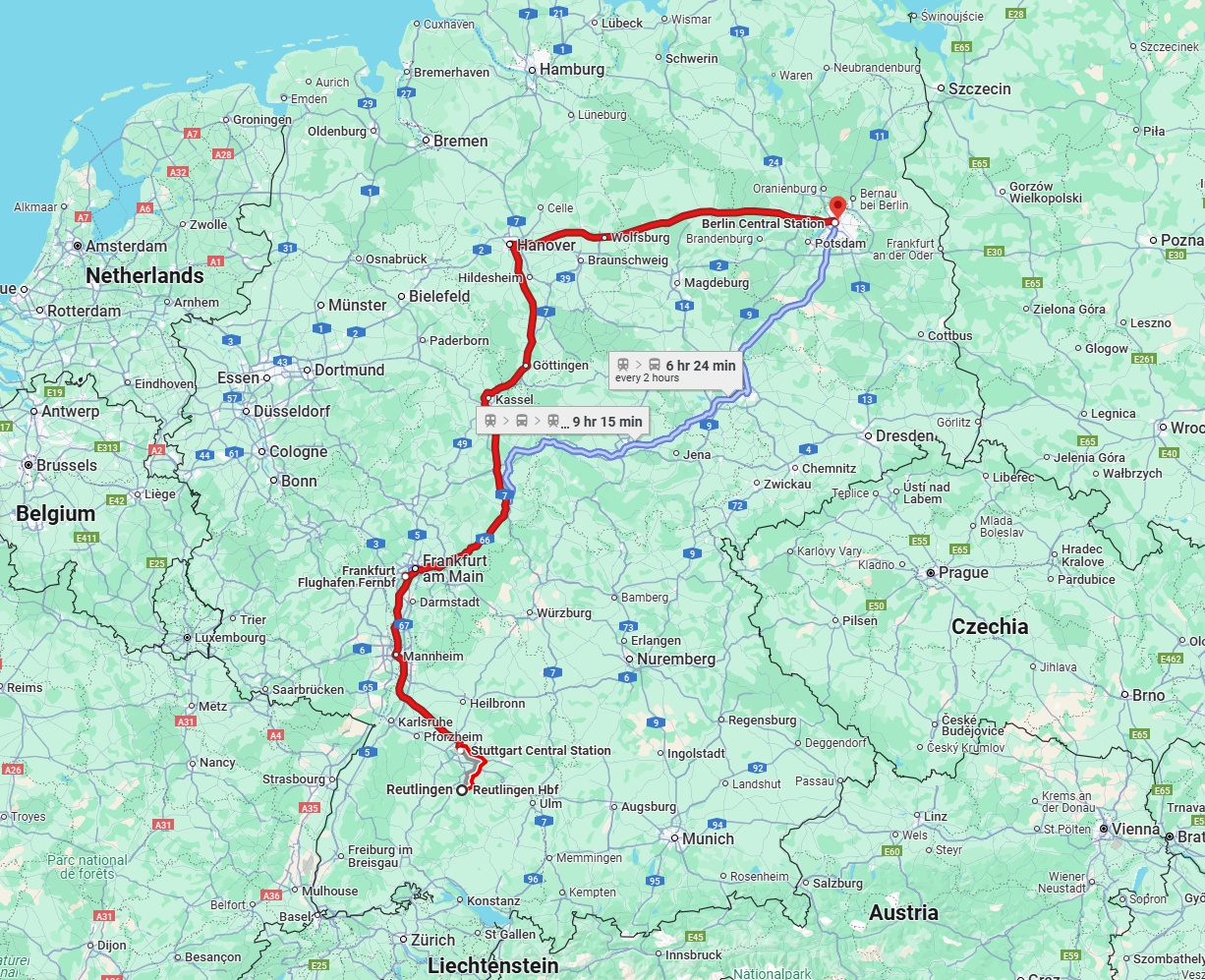Anreise von Reutlingen Zu Berlin Über 