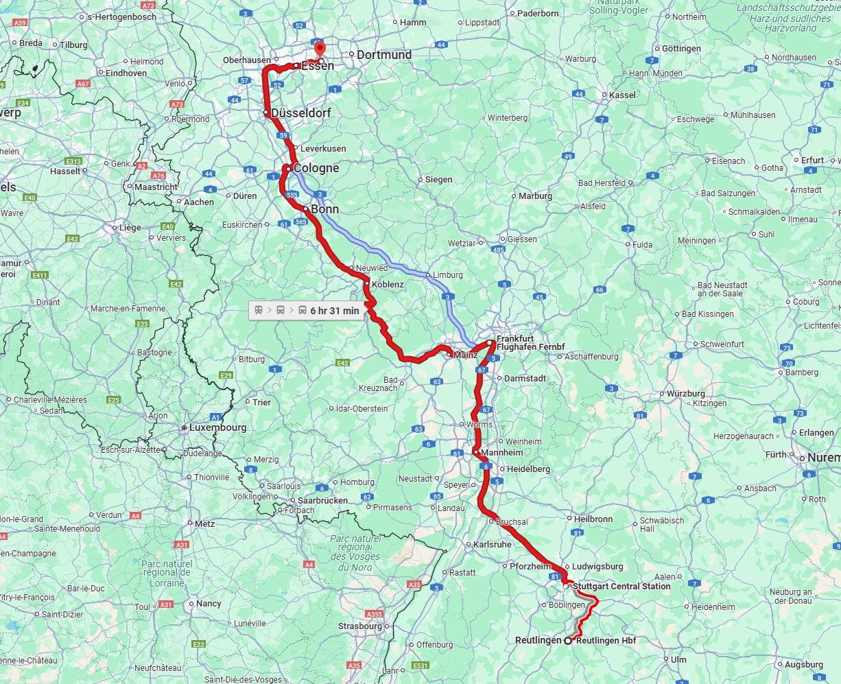 Anreise von Reutlingen Zu Bochum Über 