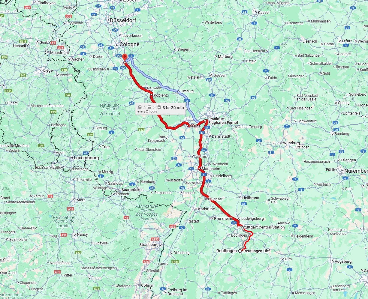 Anreise von Reutlingen Zu Bonn Über 