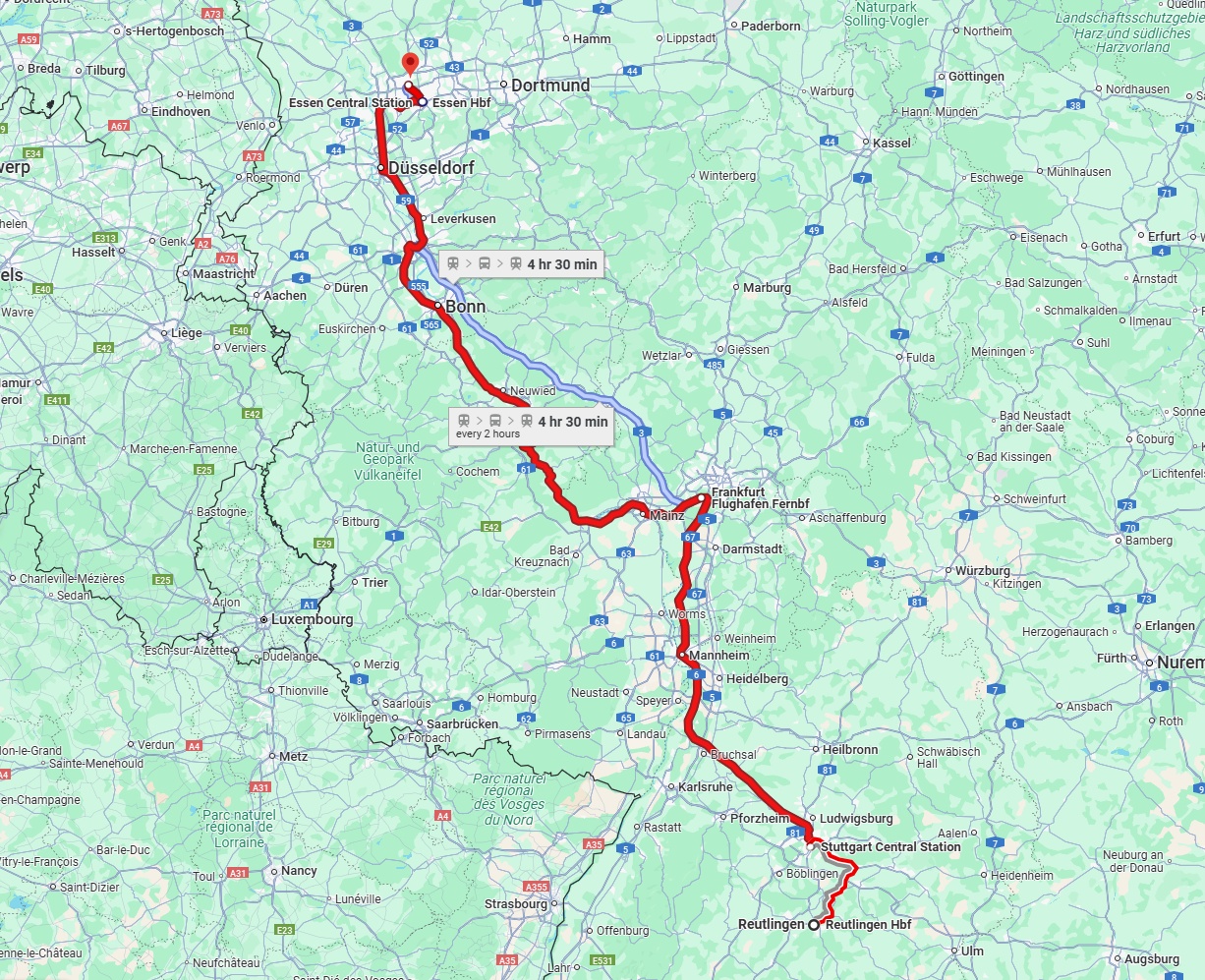 Anreise von Reutlingen Zu Bottrop Über 