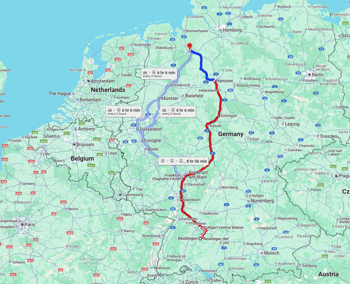 Anreise von Reutlingen Zu Bremen Über 