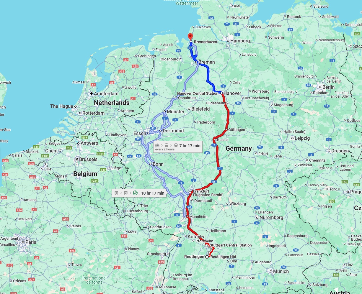 Anreise von Reutlingen Zu Bremerhaven Über 