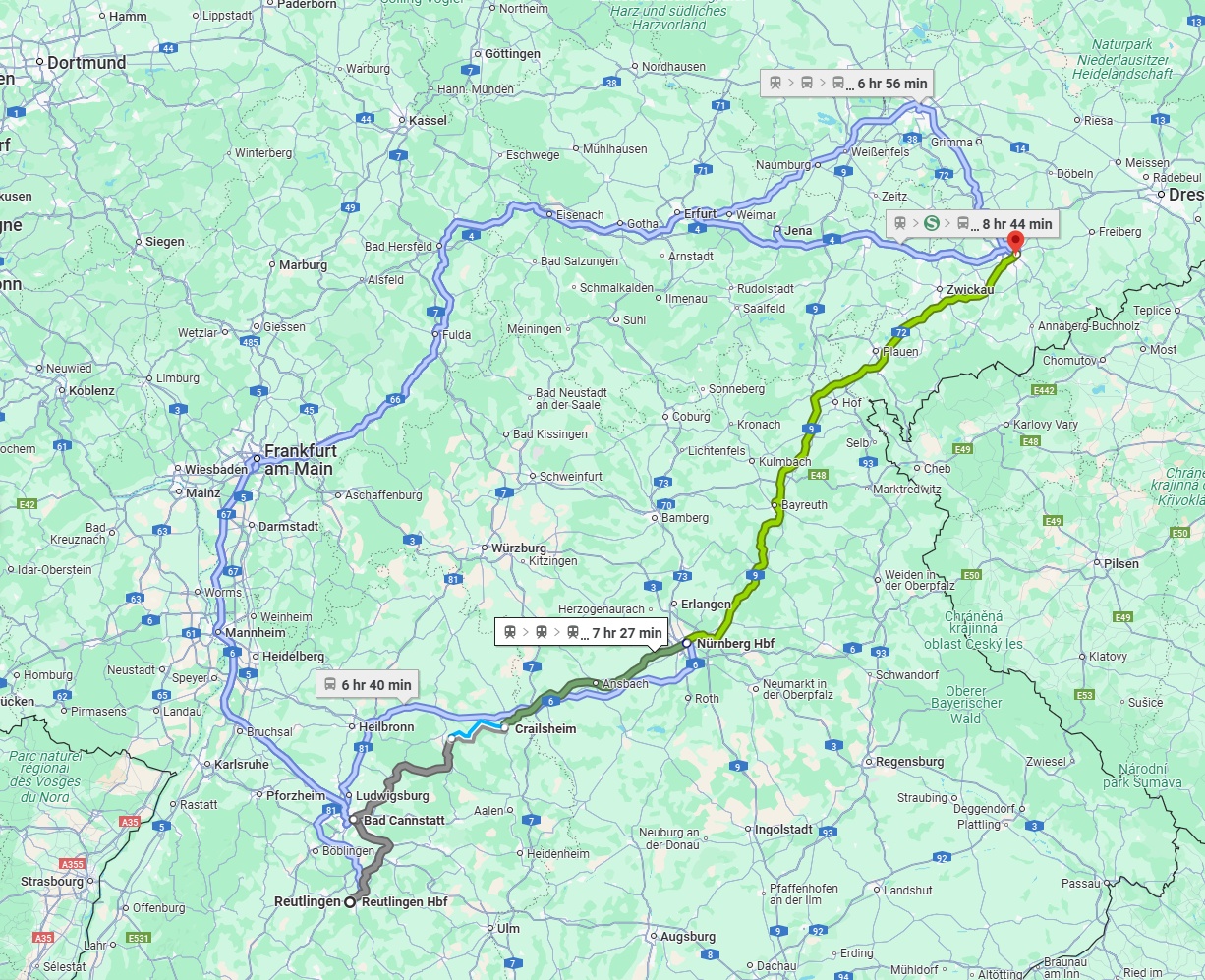 Anreise von Reutlingen Zu Chemnitz Über 