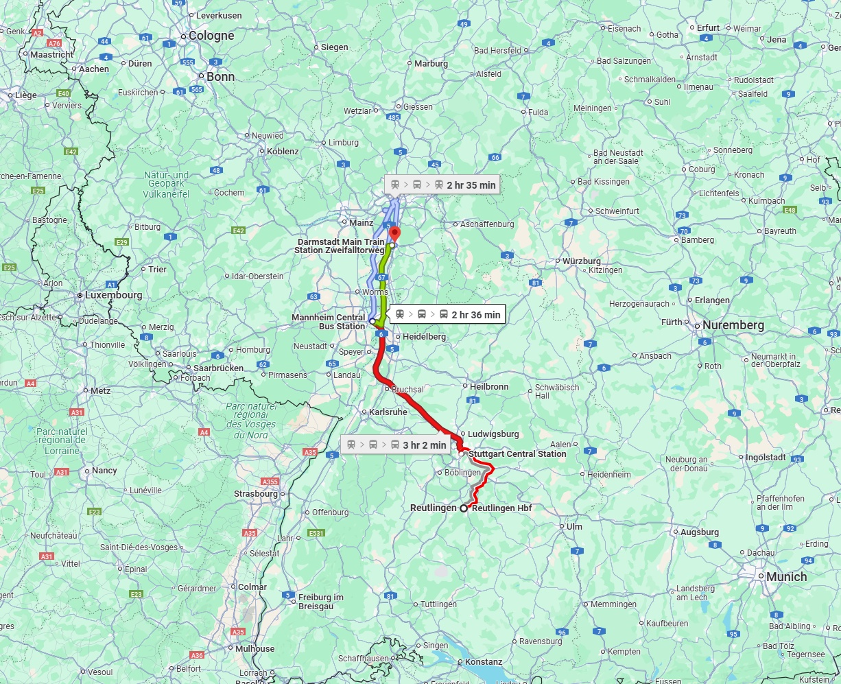 Anreise von Reutlingen Zu Darmstadt Über 