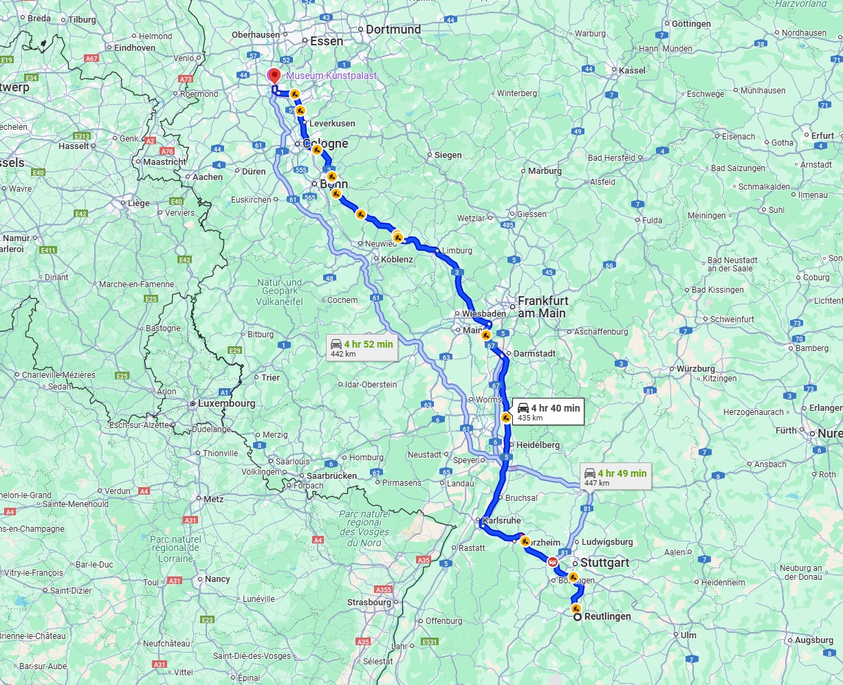 Anreise von Reutlingen Zu Düsseldorf Über via A3