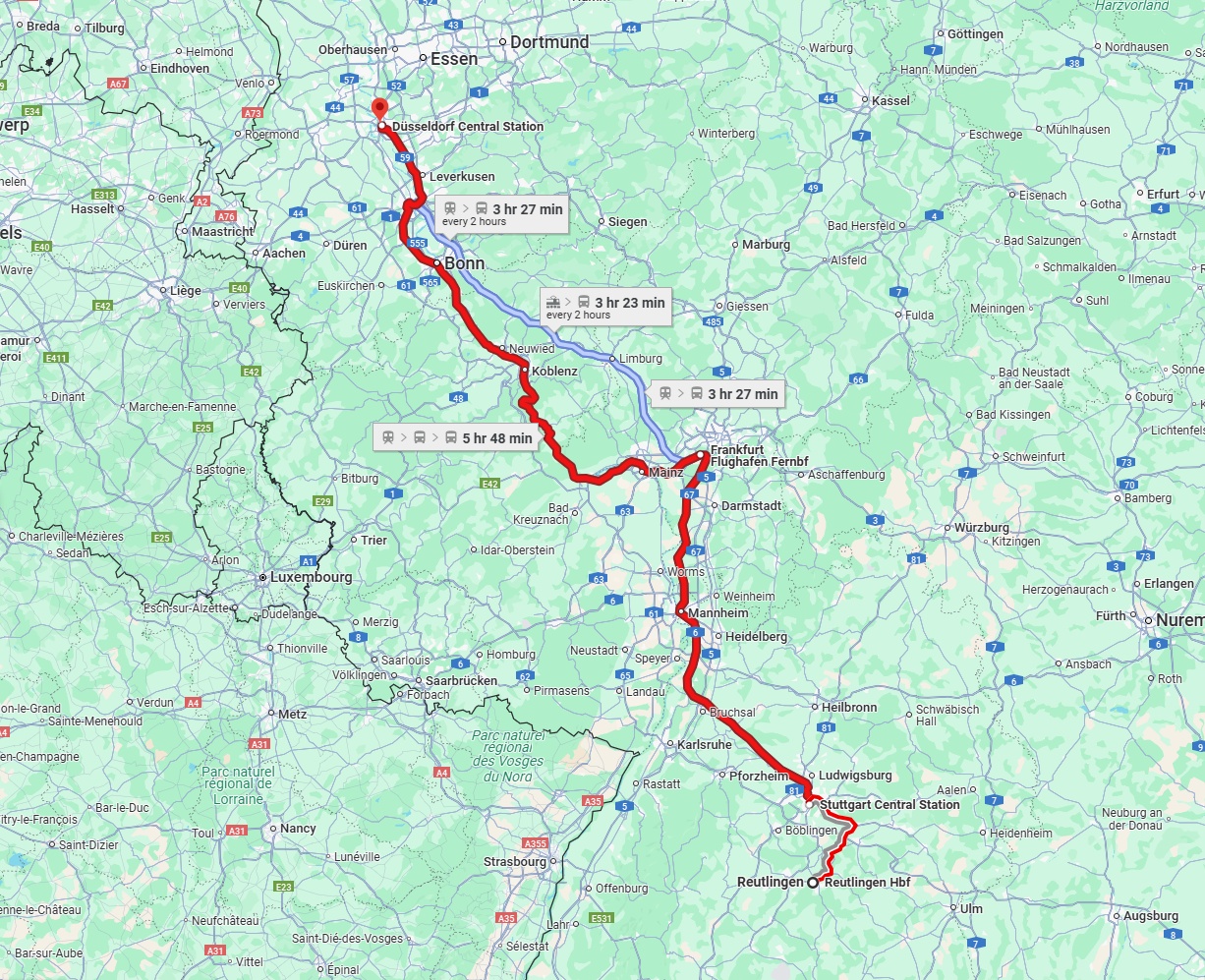 Anreise von Reutlingen Zu Düsseldorf Über 