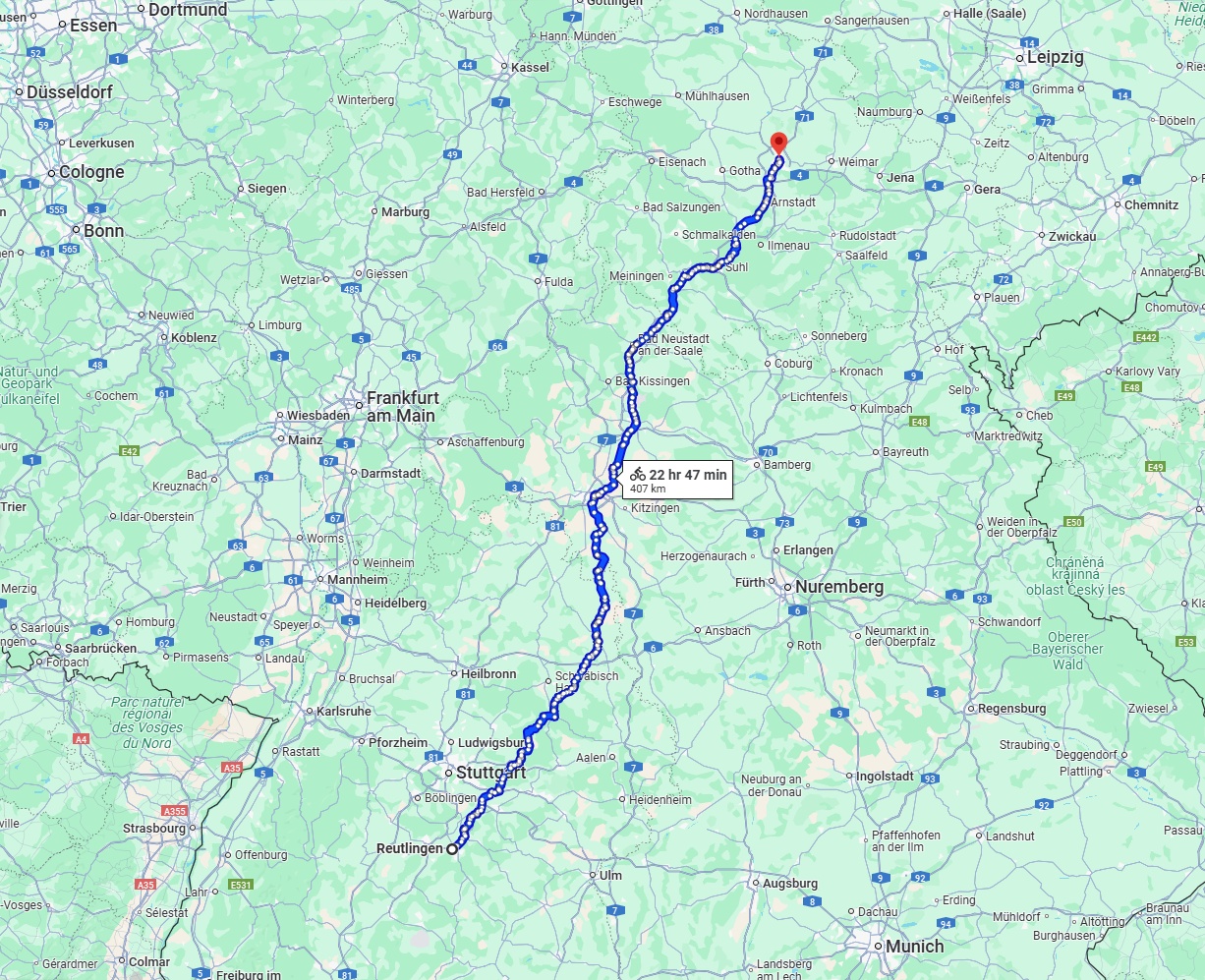 Anreise von Reutlingen Zu Erfurt Über 