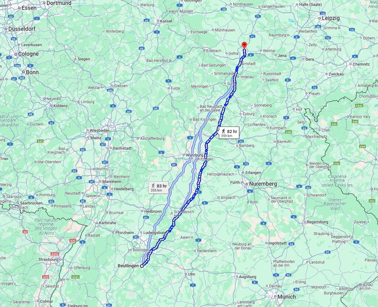 Anreise von Reutlingen Zu Erfurt Über 