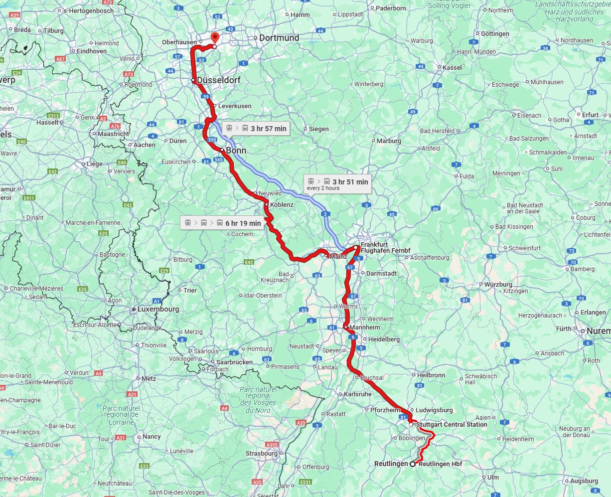 Anreise von Reutlingen Zu Essen Über 