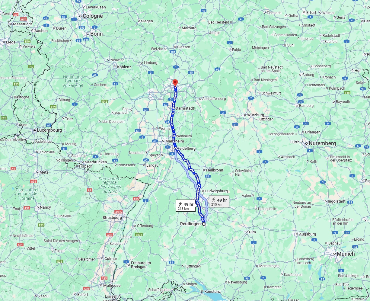 Anreise von Reutlingen Zu Frankfurt am Main Über 
