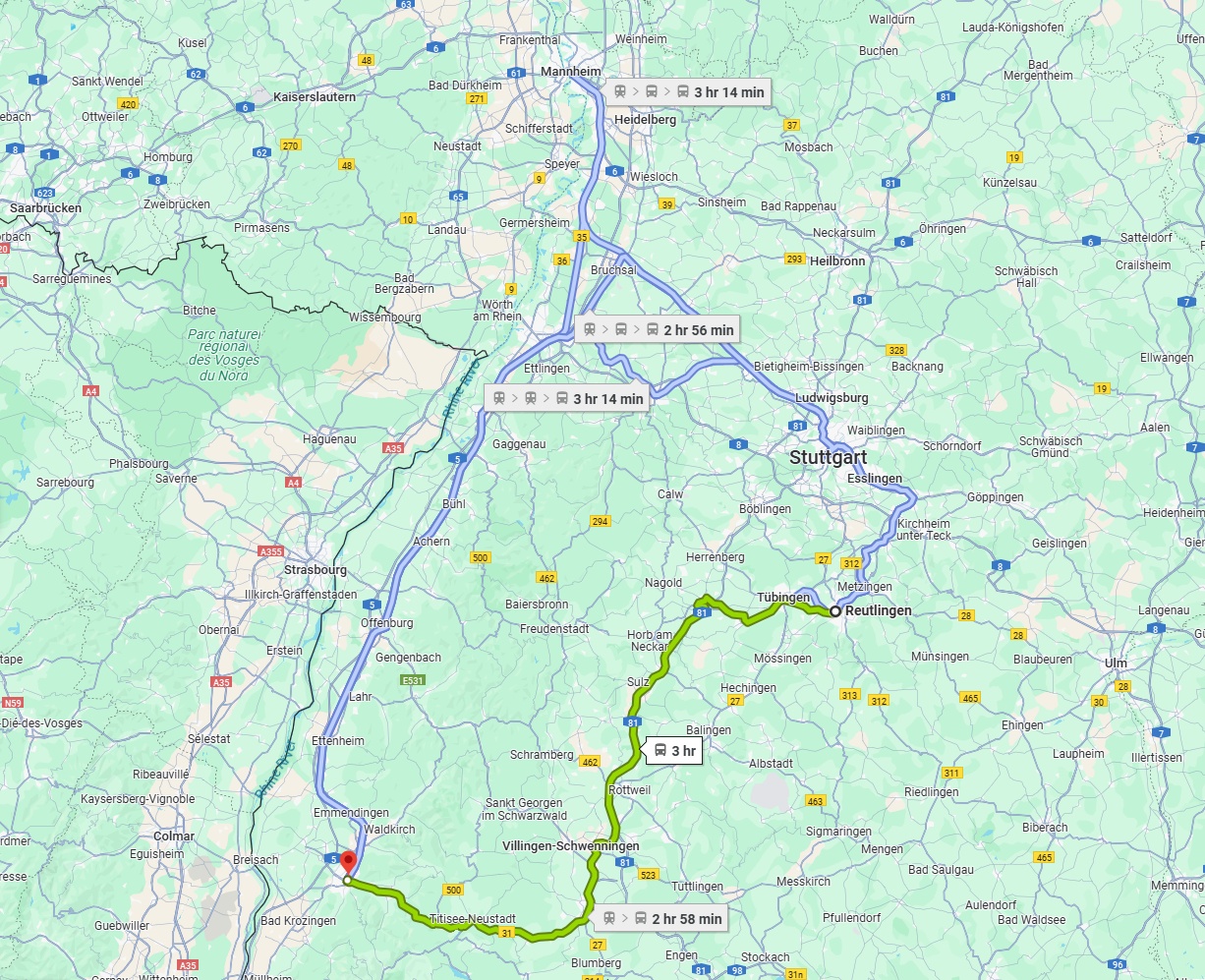 Anreise von Reutlingen Zu Freiburg im Breisgau Über 