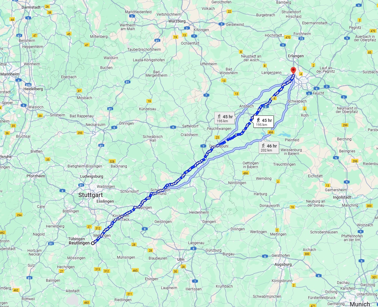 Anreise von Reutlingen Zu Fürth Über 