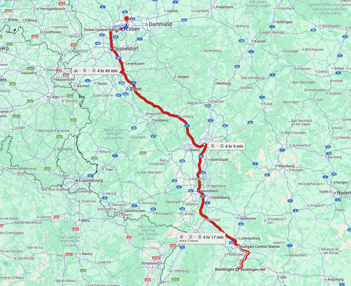Anreise von Reutlingen Zu Gelsenkirchen Über 