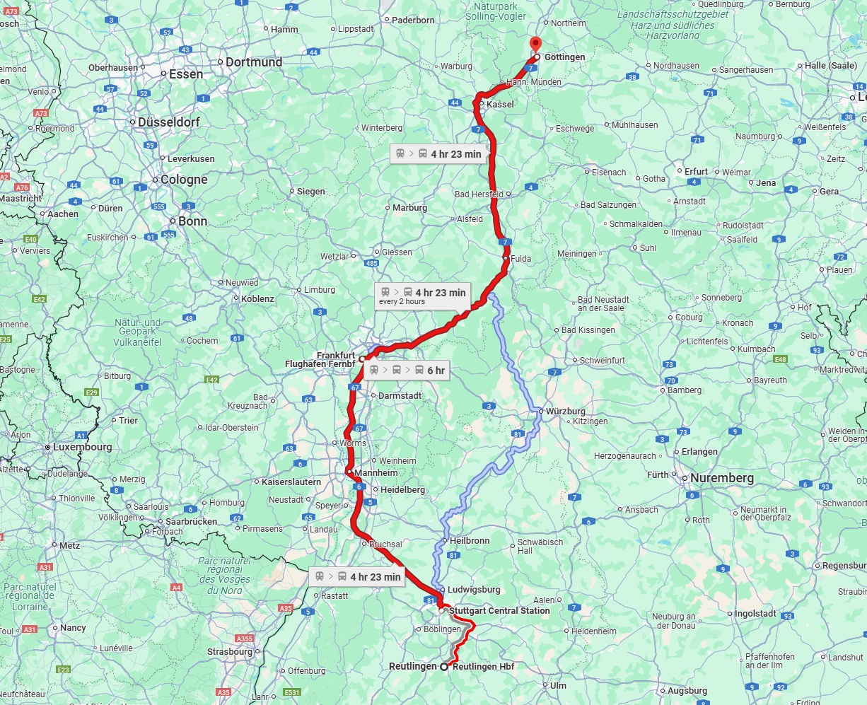 Anreise von Reutlingen Zu Göttingen Über 