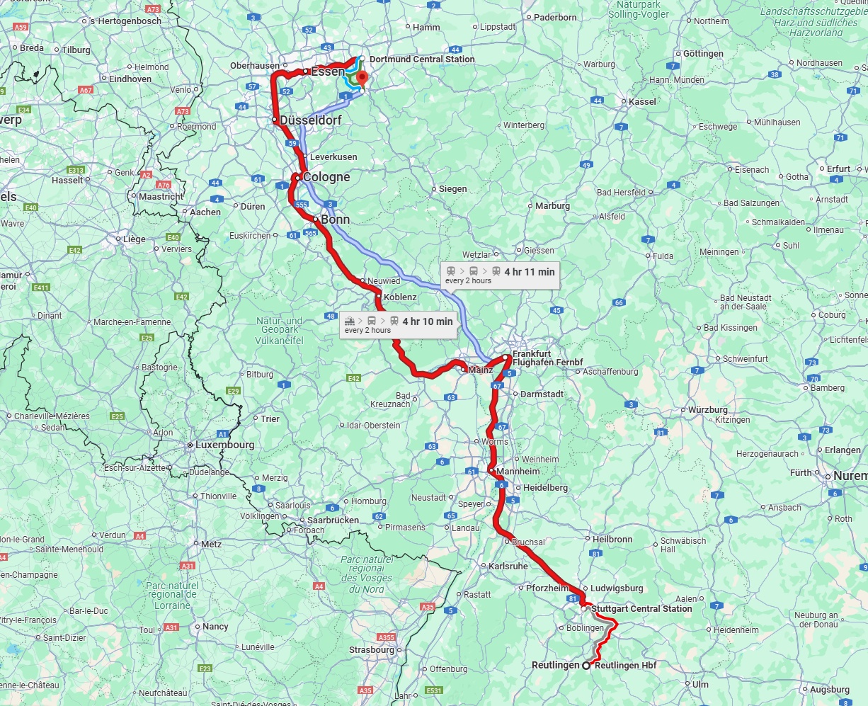 Anreise von Reutlingen Zu Hagen Über 