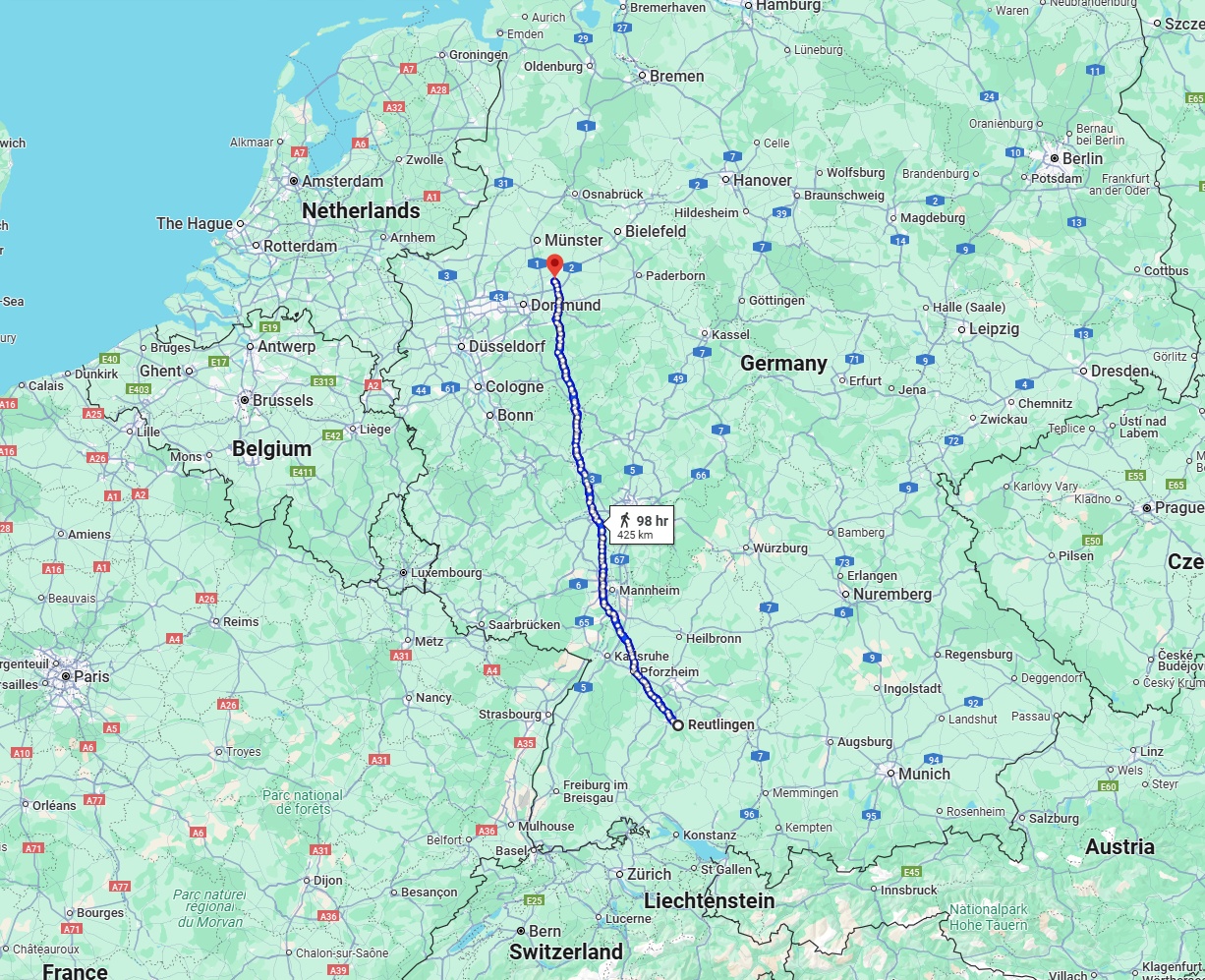 Anreise von Reutlingen Zu Hamm Über 
