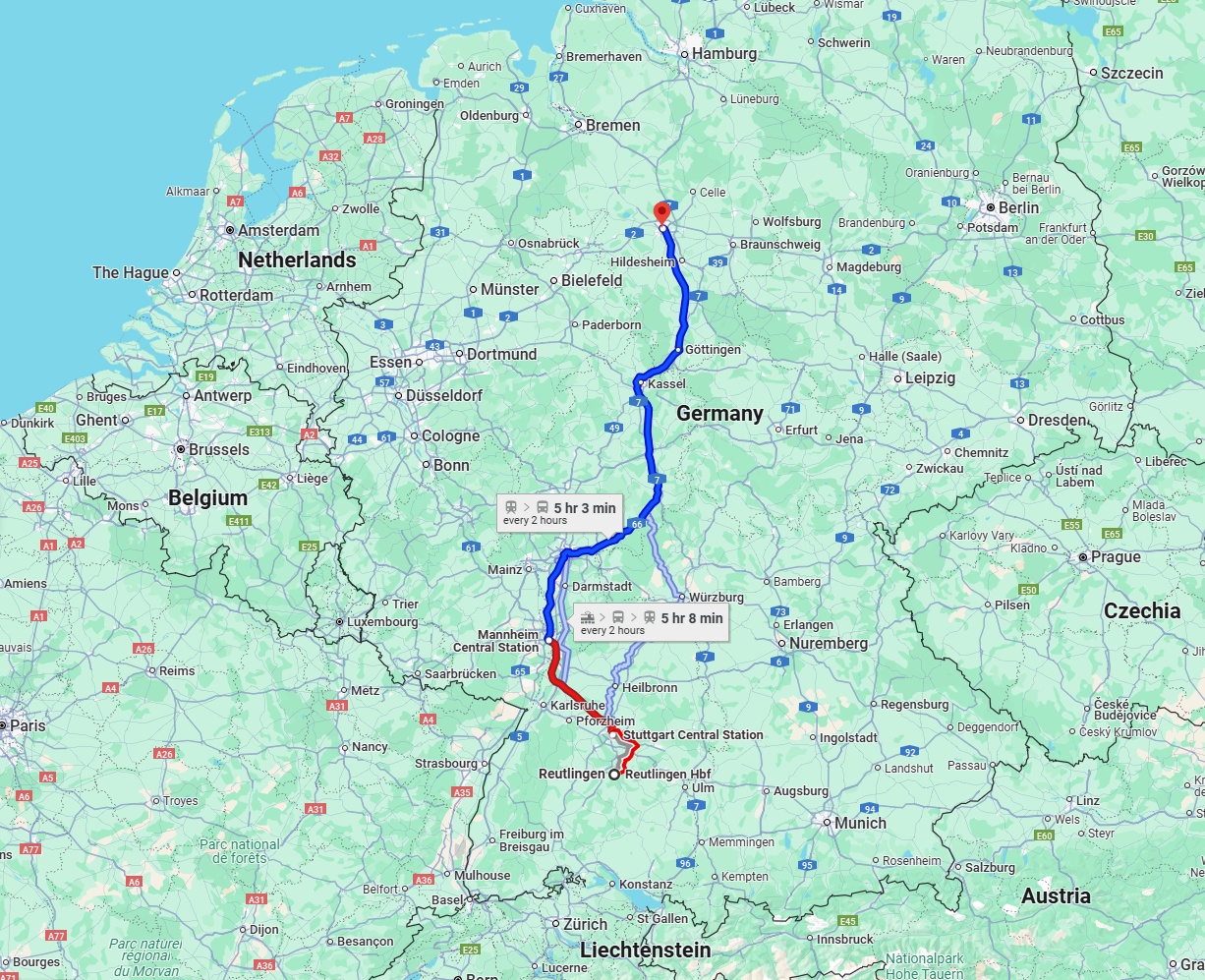 Anreise von Reutlingen Zu Hannover Über 
