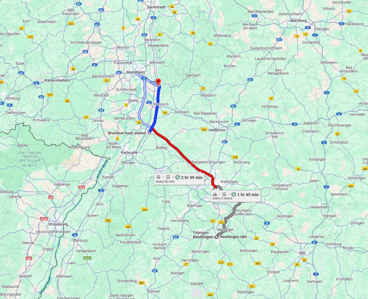 Anreise von Reutlingen Zu Heidelberg Über 