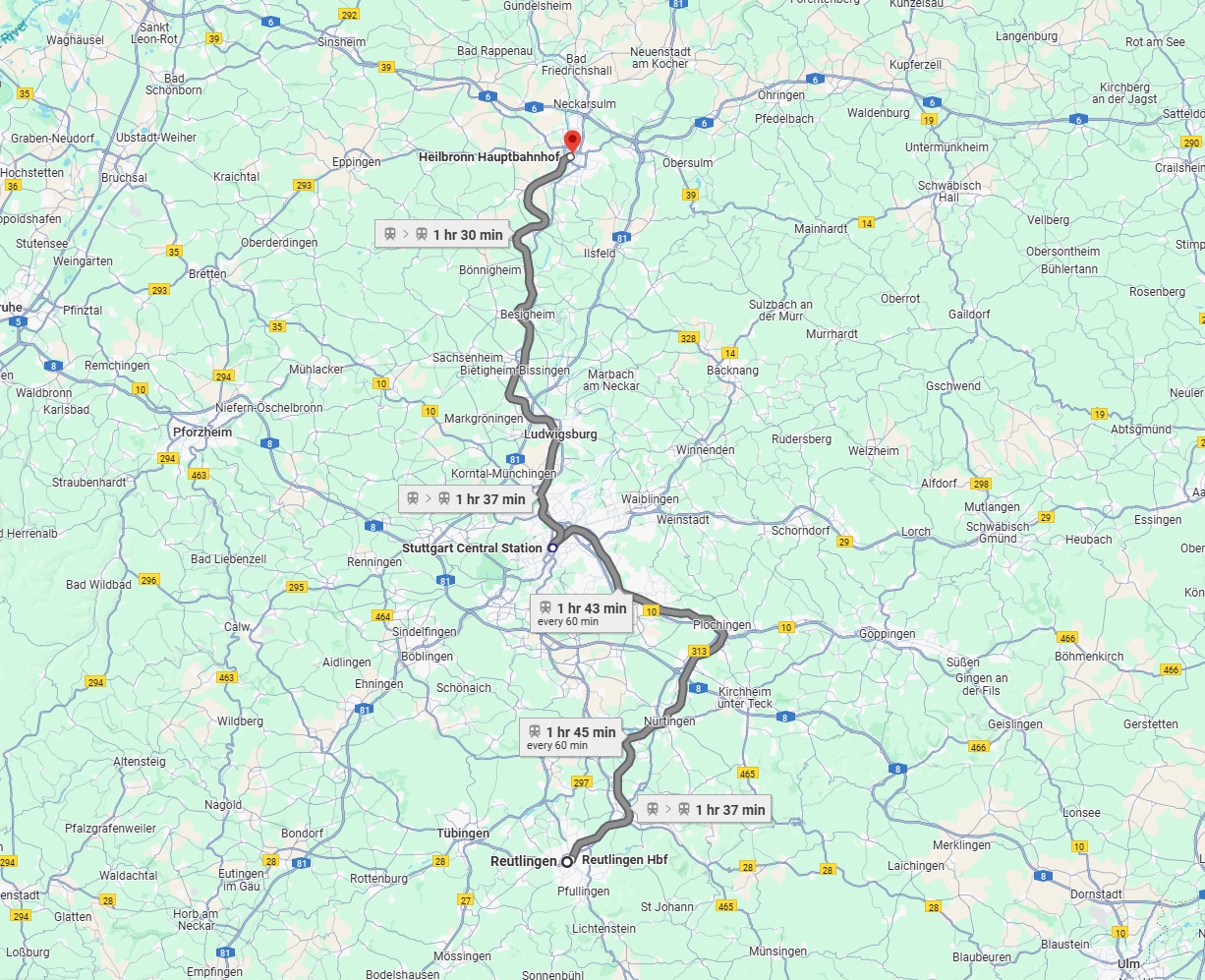 Anreise von Reutlingen Zu Heilbronn Über 