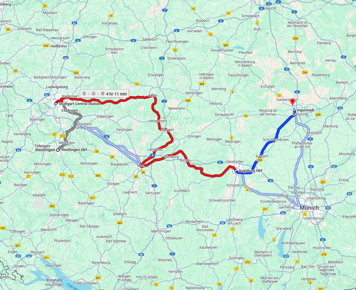 Anreise von Reutlingen Zu Ingolstadt Über 