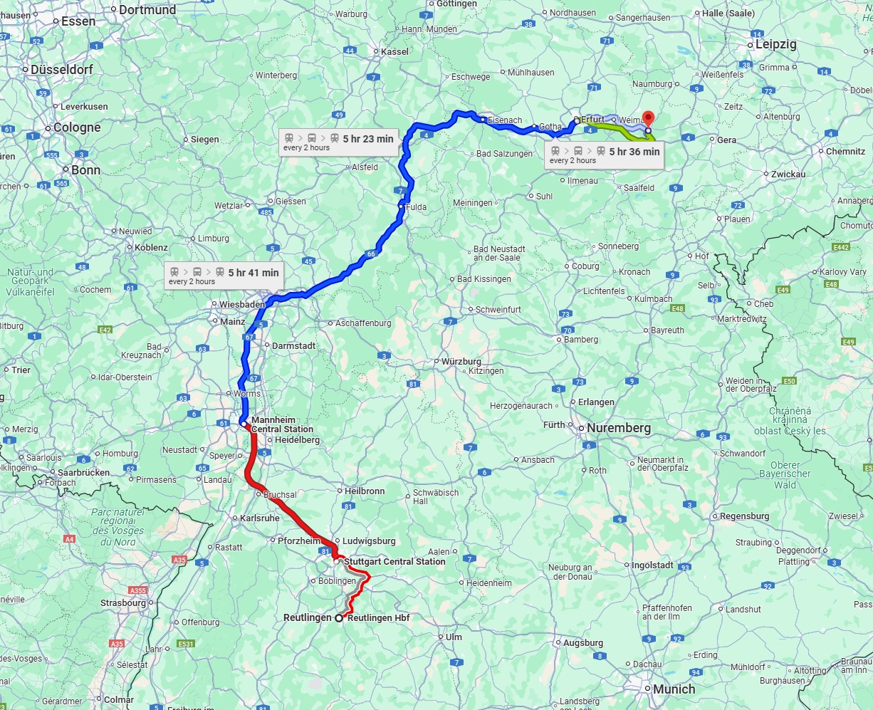 Anreise von Reutlingen Zu Jena Über 