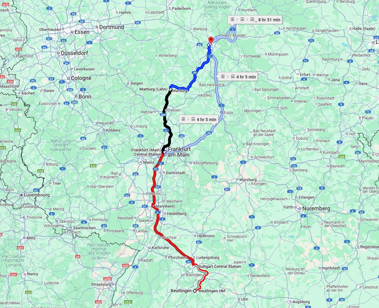 Anreise von Reutlingen Zu Kassel Über 