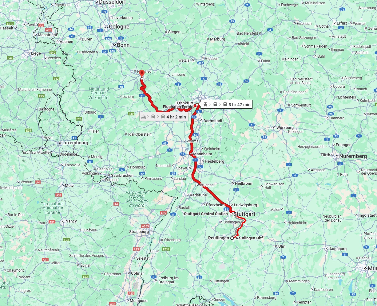 Anreise von Reutlingen Zu Koblenz Über 