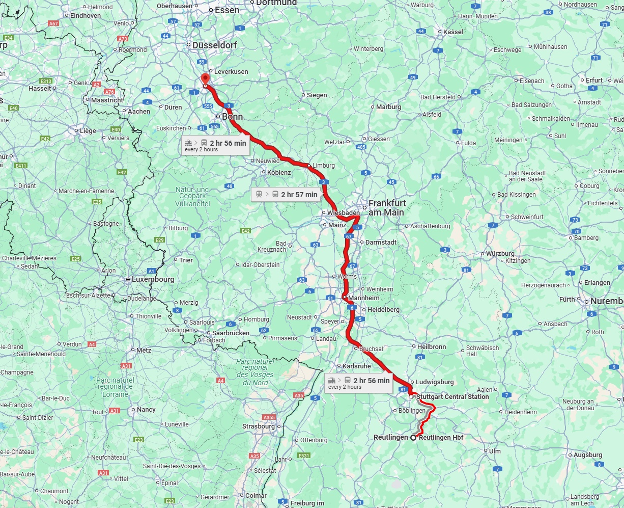 Anreise von Reutlingen Zu Köln Über 