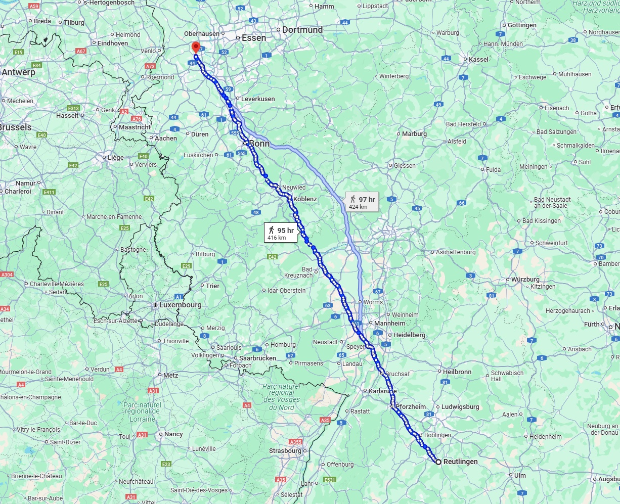 Anreise von Reutlingen Zu Krefeld Über 