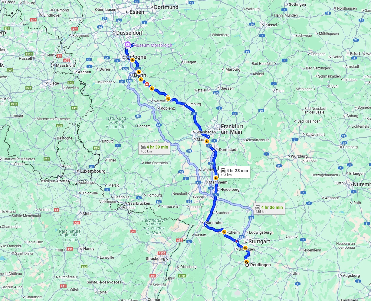 Anreise von Reutlingen Zu Leverkusen Über via A3