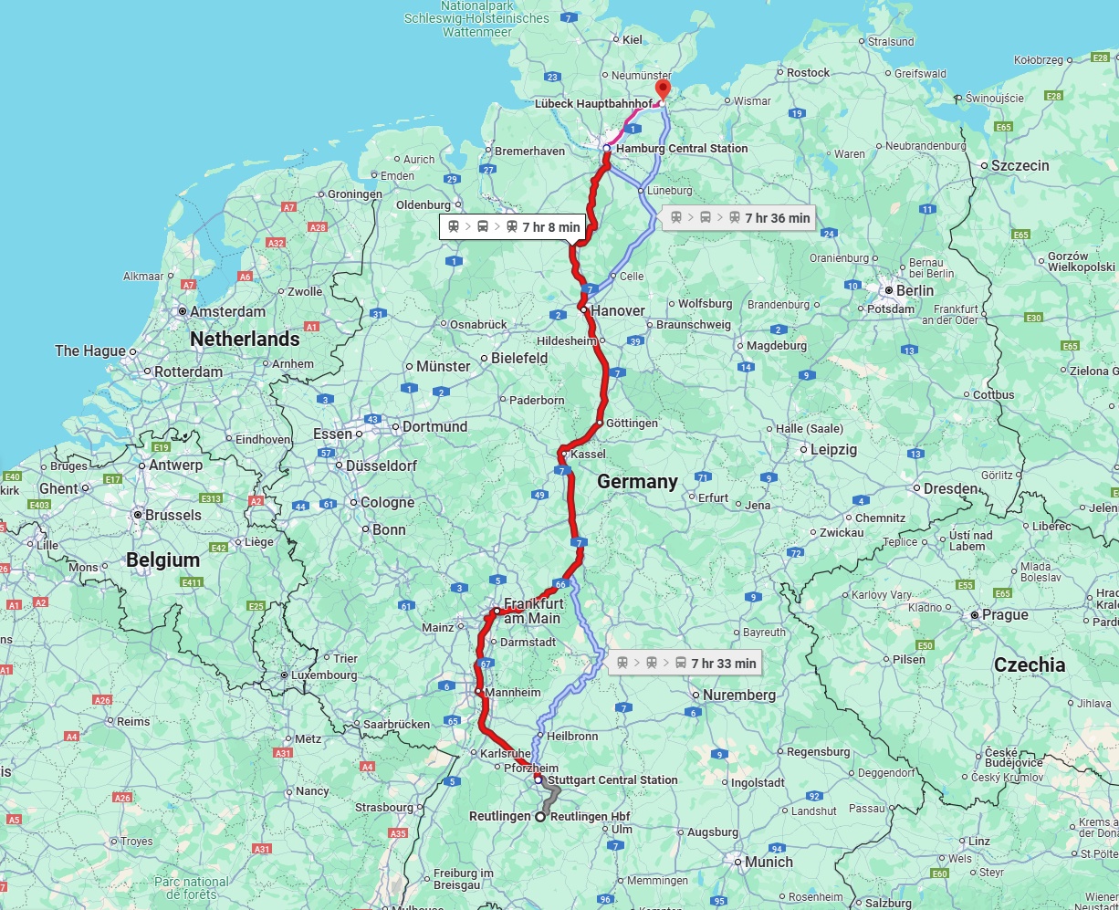 Anreise von Reutlingen Zu Lübeck Über 