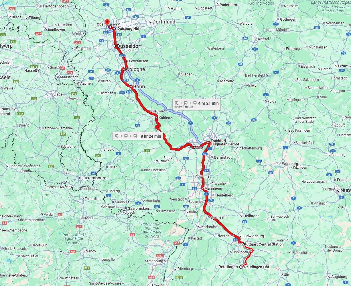 Anreise von Reutlingen Zu Moers Über 