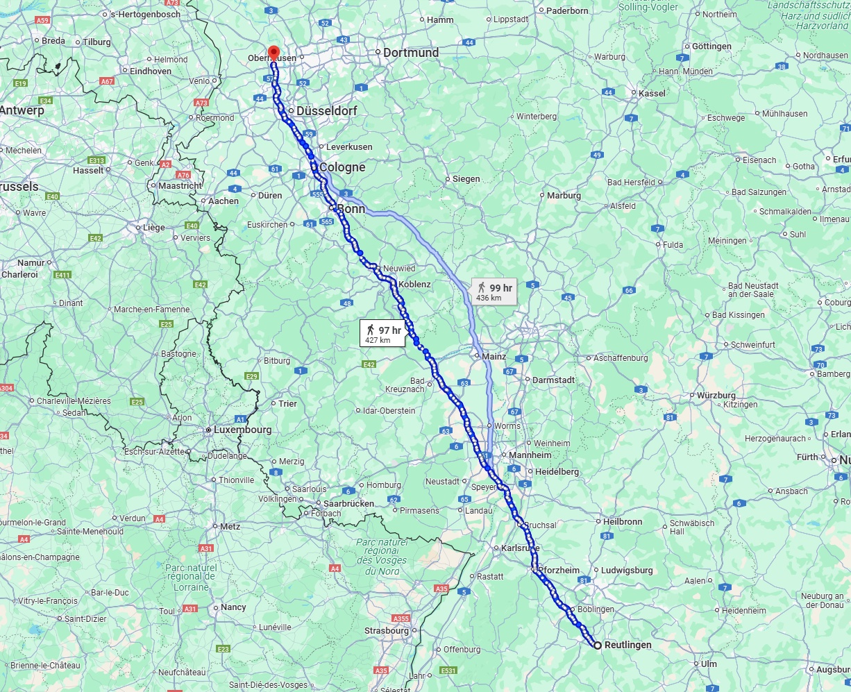Anreise von Reutlingen Zu Moers Über 
