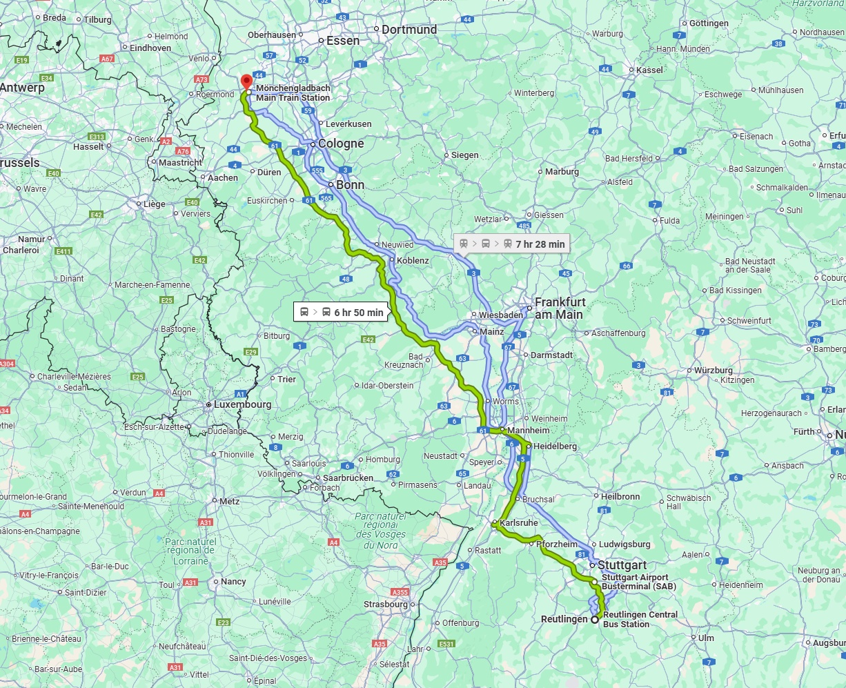 Anreise von Reutlingen Zu Mönchengladbach Über 