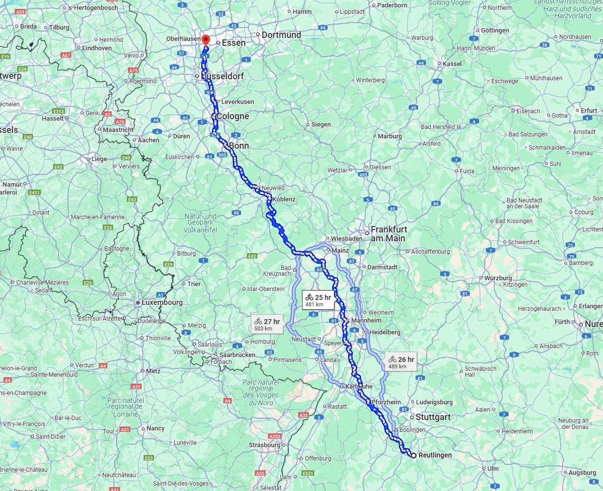 Anreise von Reutlingen Zu Mülheim an der Ruhr Über 