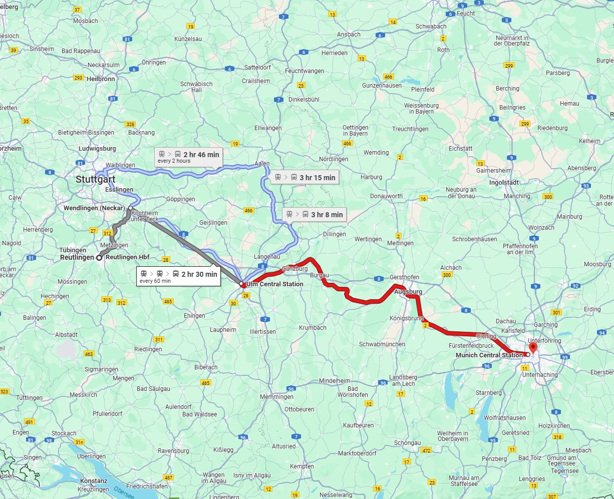 Anreise von Reutlingen Zu München Über 