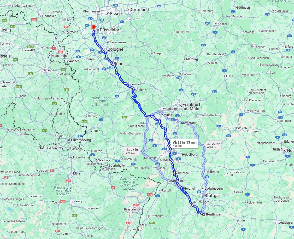Anreise von Reutlingen Zu Neuss Über 