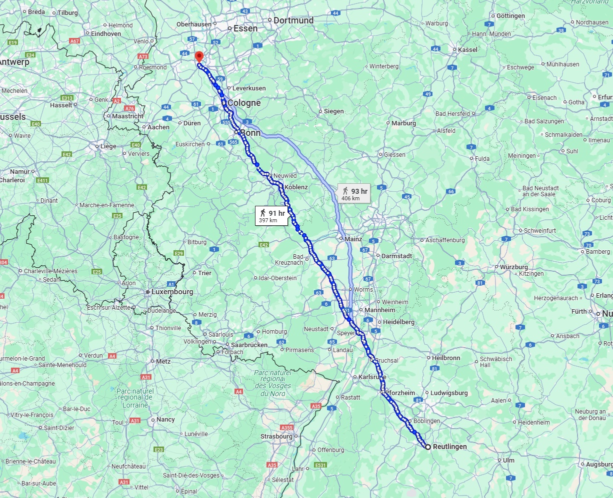 Anreise von Reutlingen Zu Neuss Über 