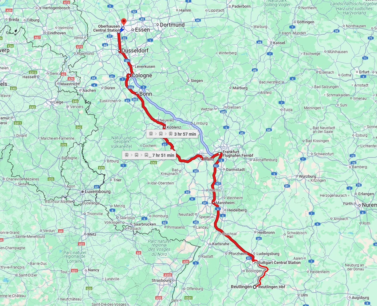 Anreise von Reutlingen Zu Oberhausen Über 