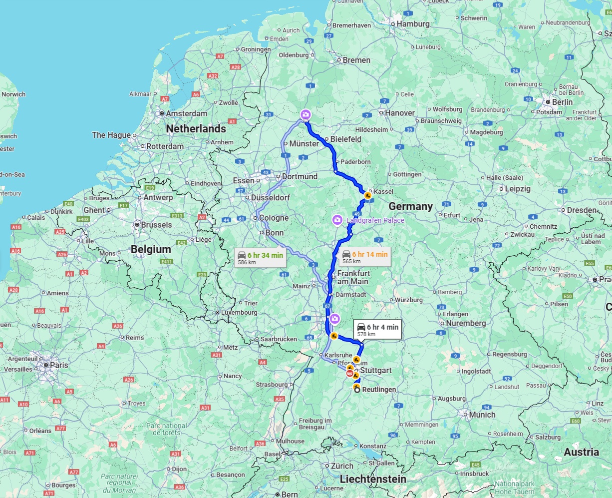 Anreise von Reutlingen Zu Osnabrück Über via A5