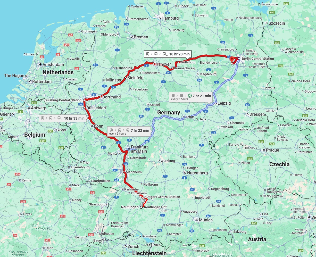 Anreise von Reutlingen Zu Potsdam Über 