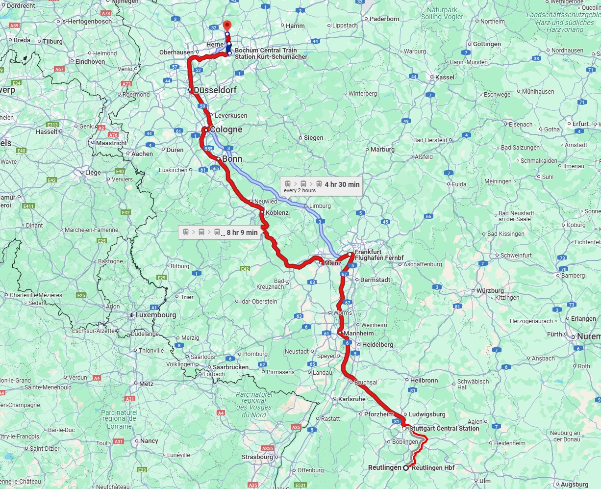 Anreise von Reutlingen Zu Recklinghausen Über 