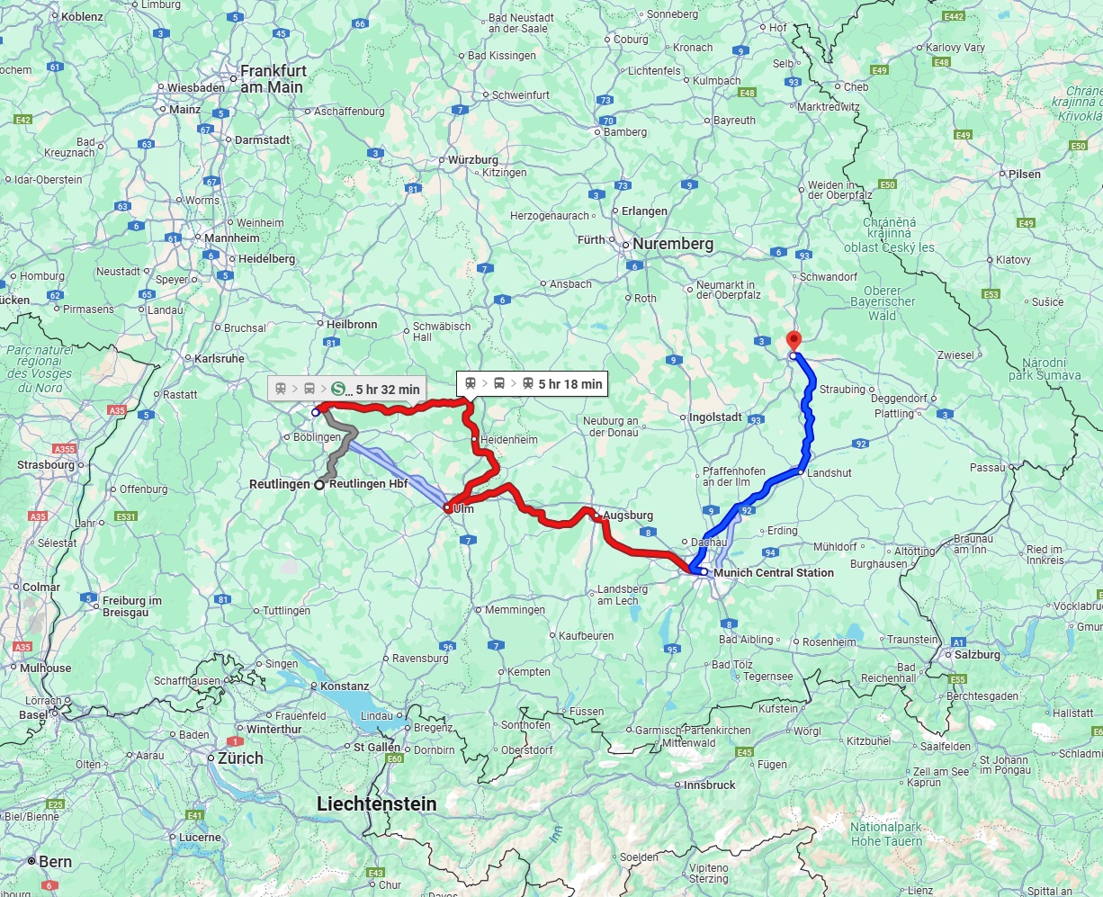 Anreise von Reutlingen Zu Regensburg Über 