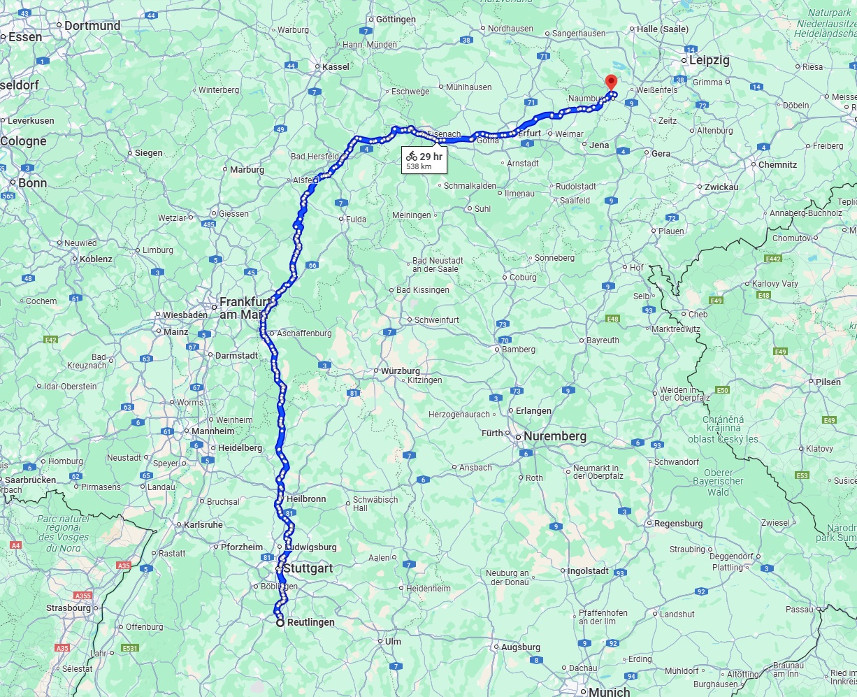Anreise von Reutlingen Zu Saale Über 