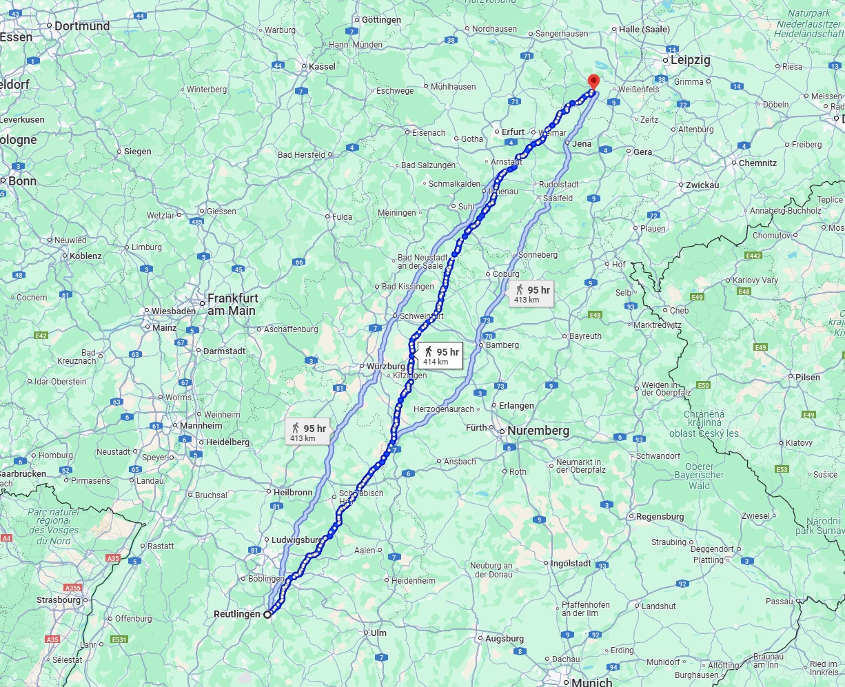 Anreise von Reutlingen Zu Saale Über 