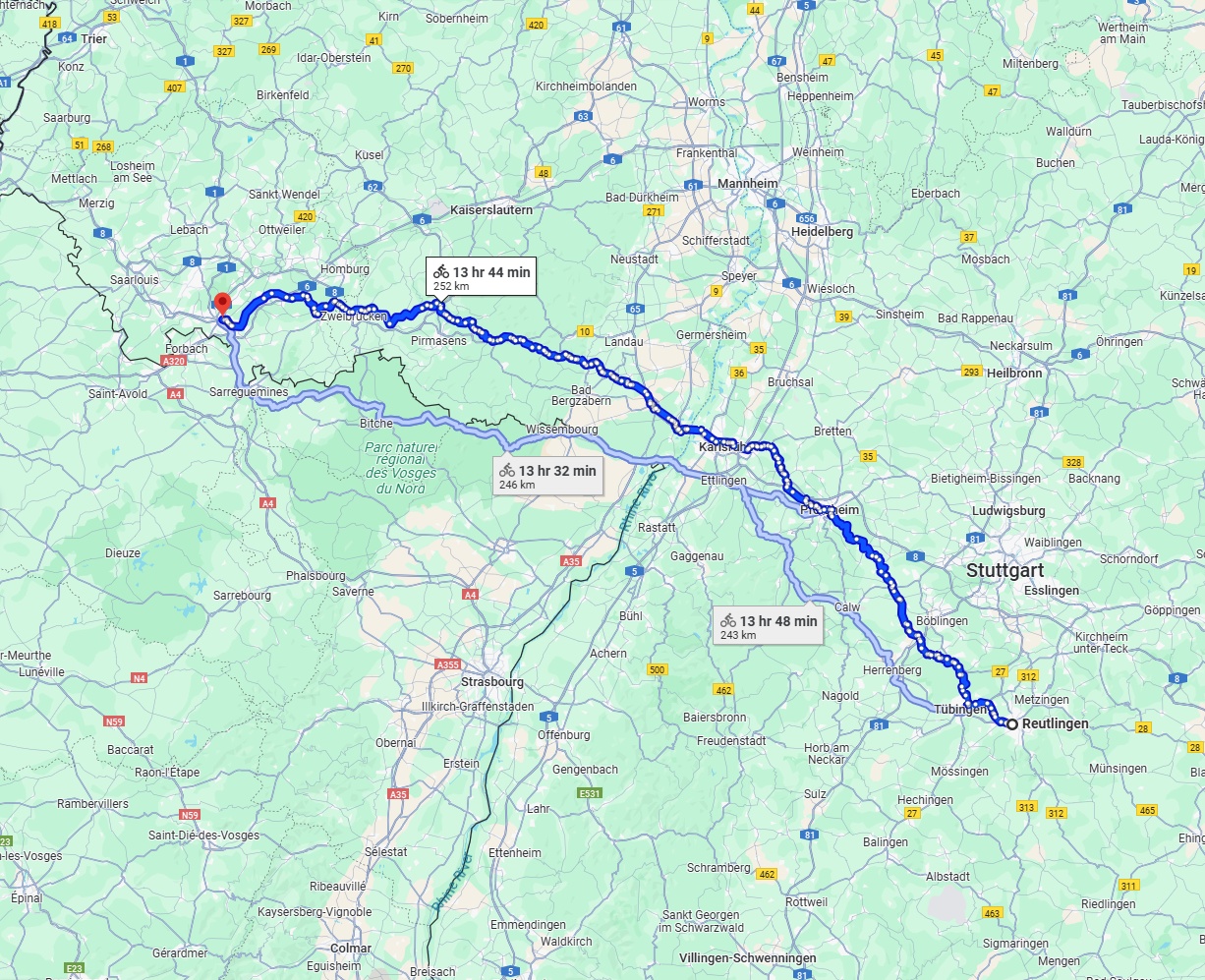 Anreise von Reutlingen Zu Saarbrücken Über 