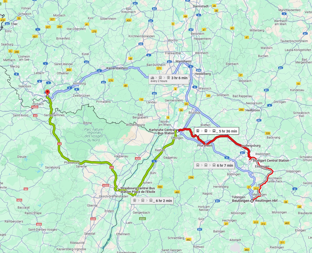 Anreise von Reutlingen Zu Saarbrücken Über 
